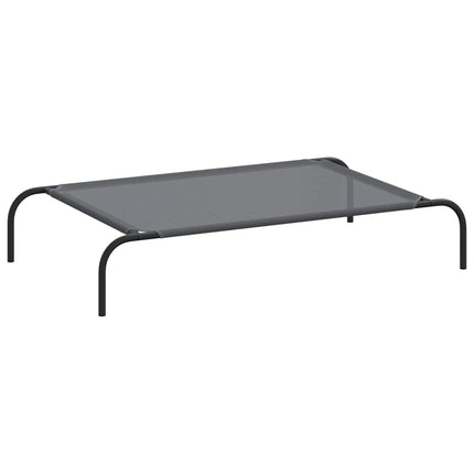 Förhöjd hundsäng grå 110x65x20 cm textilene och stål