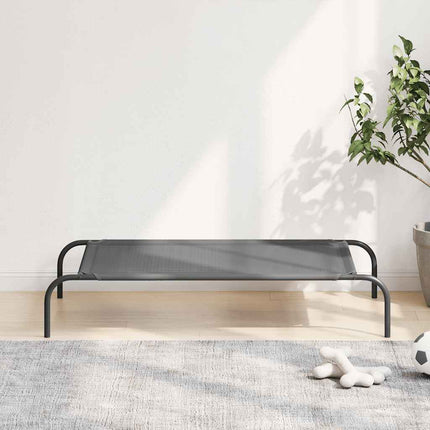 Förhöjd hundsäng grå 110x65x20 cm textilene och stål