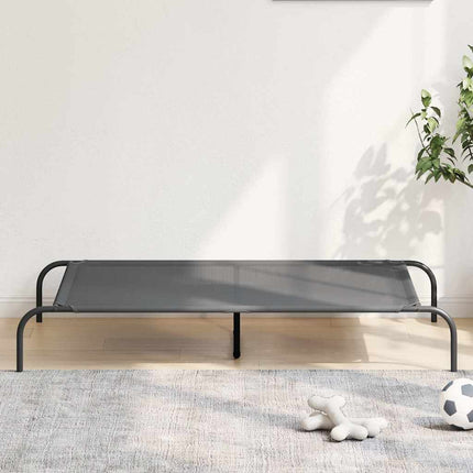 Förhöjd hundsäng grå 130x80x20 cm textilene och stål