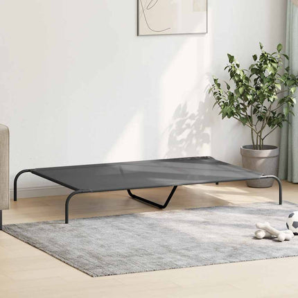 Förhöjd hundsäng grå 150x90x20 cm textilene och stål