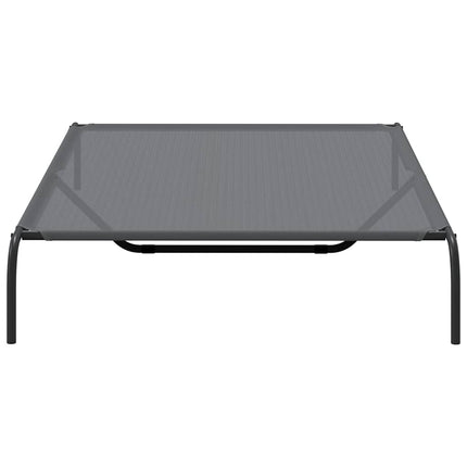 Förhöjd hundsäng grå 150x90x20 cm textilene och stål
