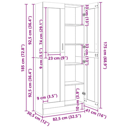 Bokskåp Svart ek 82,5 x 30,5 x 185 cm Konstruerat trä