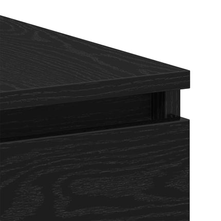 Skrivbord med låda Svart Ek 140 x 50 x 76 cm Konstruerat trä