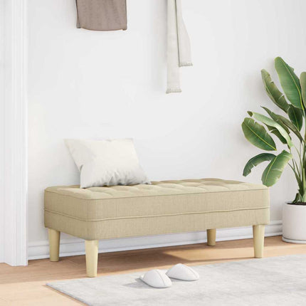 bänk med kudde Kräm 113 x 57 x 39 cm tyg