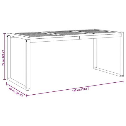 Trädgårdsbord Grå 180 x 90 x 75 cm Massivt Akaciaträ