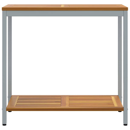 Utomhusbord med lagring Naturlig och grå 80 x 35 x 75 cm