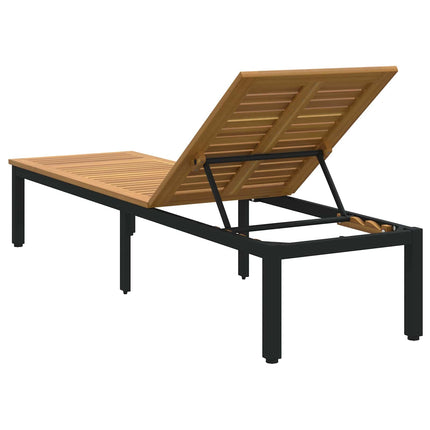 Solsäng Reclining Svart 200 x 55 x 35 cm Massivt Akaciaträ