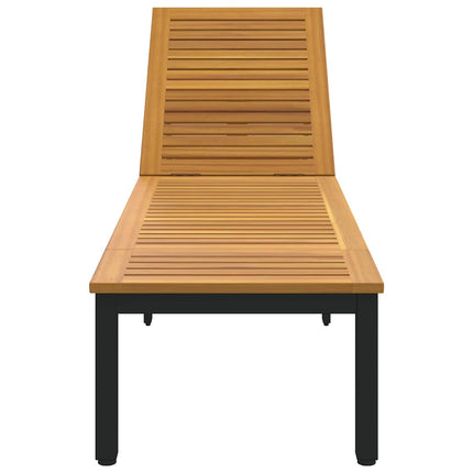 Solsäng Reclining Svart 200 x 55 x 35 cm Massivt Akaciaträ