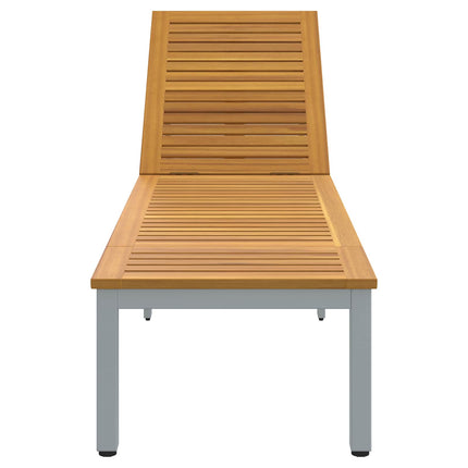 Solsäng Reclining Grå 200 x 55 x 35 cm Massivt Akaciaträ
