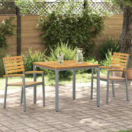 Trädgård Stol 2 pcs Brun 56 x 57 x 87 cm Massivt Akaciaträ