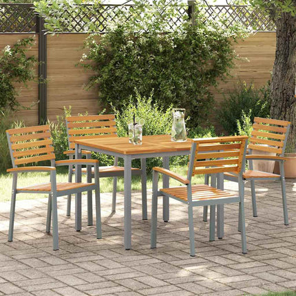 Trädgård Stol 4 pcs Brun 56 x 57 x 87 cm Massivt Akaciaträ