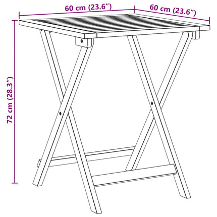 Trädgårdsbord Naturfärg 60 x 60 x 72 cm Massivt Akaciaträ