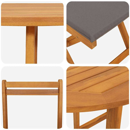 Bistroset med kudde 3 pcs Olivenatur Massivt Akaciaträ