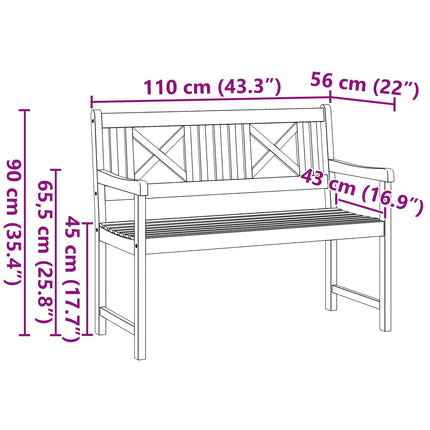 Utomhusbänk Naturlig 110 x 56 x 90 cm Massivt Akaciaträ