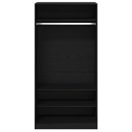 Garderob med hylla Svart Ek 100 x 50 x 200 cm Konstruerat trä