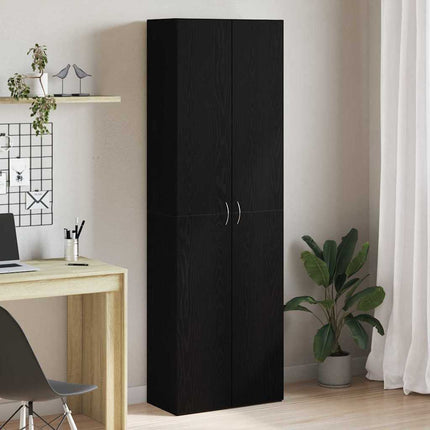 Kontorsskåp med hylla Svart Ek 60 x 32 x 190 cm Konstruerat trä