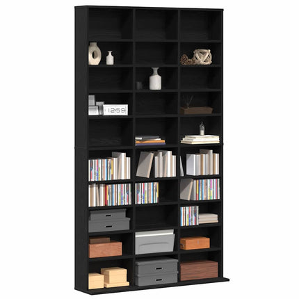 CD Skåp med hylla Svart Ek 101 x 23 x 177,5 cm Konstruerat trä