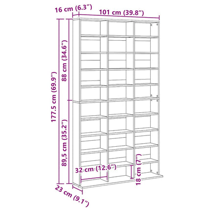 CD Skåp Gammalt trä 101 x 23 x 177,5 cm Konstruerat trä