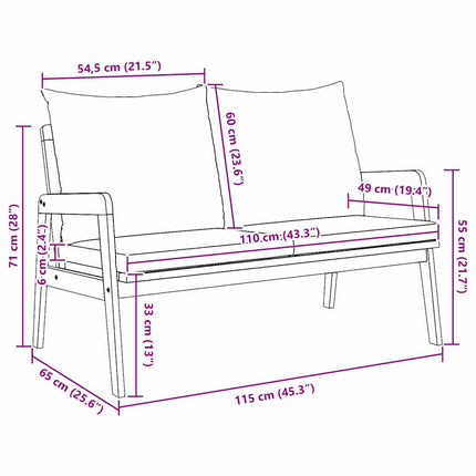 Trädgårdsbänk Olivenatur 115 x 65 x 71 cm Massivt Akaciaträ
