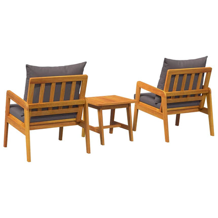 Bistroset med kudde 3 pcs Brun Massivt Akaciaträ