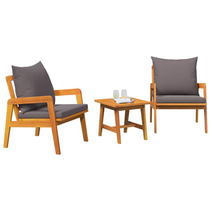 Bistroset med kudde 3 pcs Brun Massivt Akaciaträ