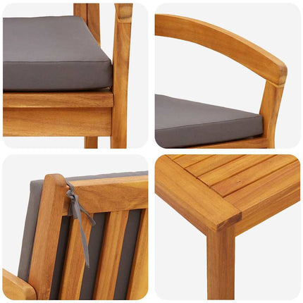 Bistroset med kudde 3 pcs Brun Polyester