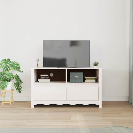 TV-skåp med låda Drammen Vit 99 x 43 x 55 cm Massivt tallträ