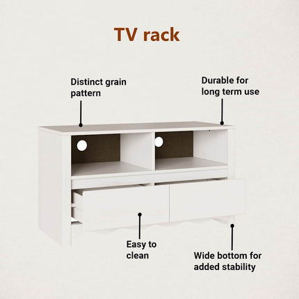 TV-skåp med låda Drammen Vit 99 x 43 x 55 cm Massivt tallträ