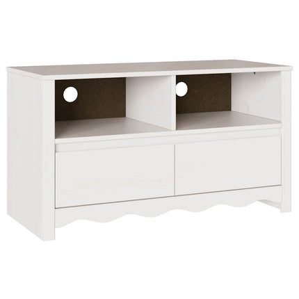 TV-skåp med låda Drammen Vit 99 x 43 x 55 cm Massivt tallträ