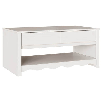 Kaffeebord med låda Drammen Vit 99 x 55 x 45 cm Massiv furu