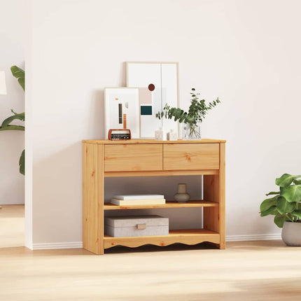 Konsolbord med låda Drammen Ek 89,5 x 37 x 73 cm Massiv furu
