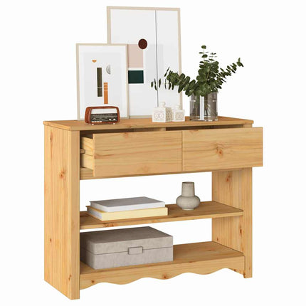 Konsolbord med låda Drammen Ek 89,5 x 37 x 73 cm Massiv furu