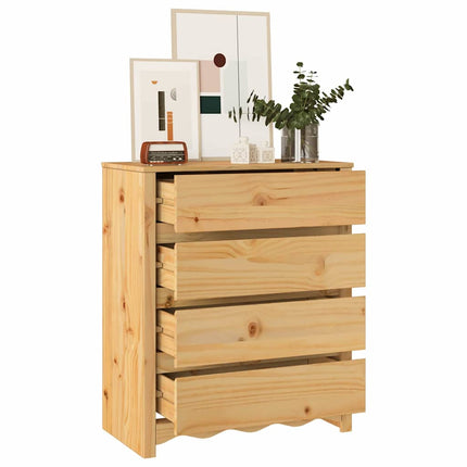 Kommode med låda Drammen Ek 76,5 x 40 x 91 cm Massivt tallträ