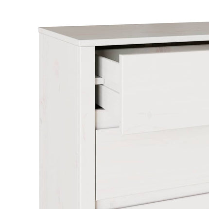 Kommode med låda Drammen Vit 76,5 x 40 x 91 cm Massivt tallträ