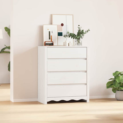 Kommode med låda Drammen Vit 76,5 x 40 x 91 cm Massivt tallträ