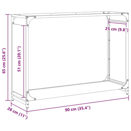 Vedställ svart 90x28x65 cm kallvalsat stål