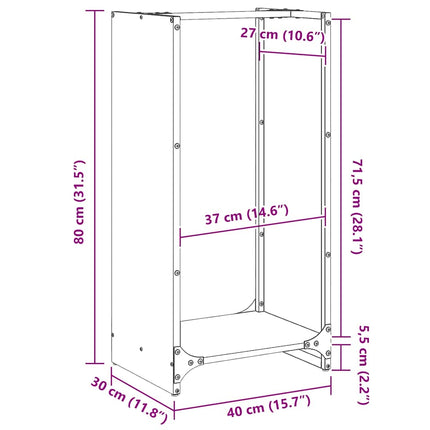 Vedställ vit 40x30x80 cm kallvalsat stål