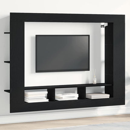 TV-skåp Väggmonterad Svart ek 152 x 22 x 113 cm Konstruerat trä