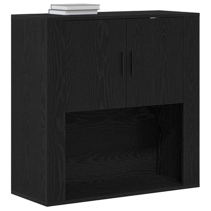 Väggskåp med hylla Svart Ek 80 x 33 x 80 cm Konstruerat trä