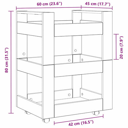 Köksvagn Ekträ 60 x 45 x 80 cm Konstruerat trä