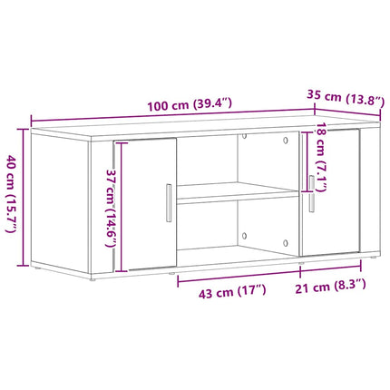 TV-skåp Svart ek 100 x 35 x 40 cm Konstruerat trä