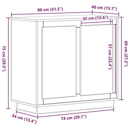Sideboard Svart Ek 80 x 40 x 75 cm Konstruerat trä