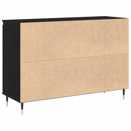 Sideboard med låda Svart Ek 101,5 x 35 x 70 cm Konstruerat trä