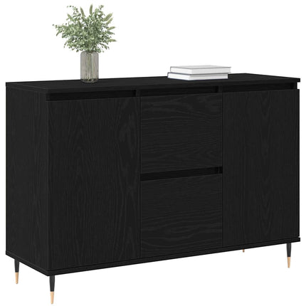 Sideboard med låda Svart Ek 101,5 x 35 x 70 cm Konstruerat trä