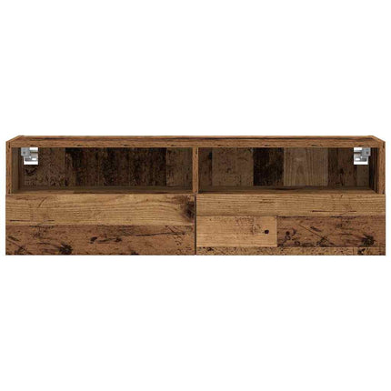 TV Vägghylla 2 pcs Gammalt trä 100 x 30 x 30 cm Konstruerat trä