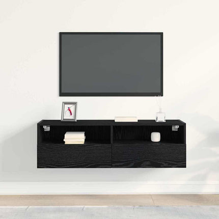 TV Vägghylla Svart Ek 100 x 30 x 30 cm Konstruerat trä