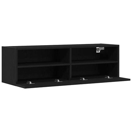 TV Vägghylla Svart Ek 100 x 30 x 30 cm Konstruerat trä
