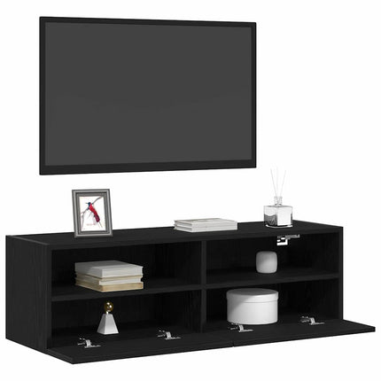 TV Vägghylla 100 x 30 x 30 cm Svart Ek Konstruerat trä