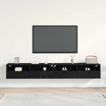 TV Vägghylla 2 pcs Svart ek 100 x 30 x 30 cm Konstruerat trä