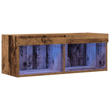 TV-bänkset med led Gammalt trä 80 x 30 x 30 cm Konstruerat trä